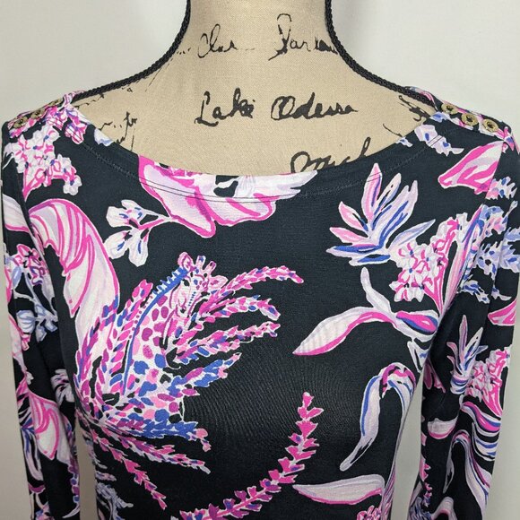 Lilly Pulitzer Onyx Wild Within UPF 50+ Sophie Dress Small Black Pink S - Picture 6 of 13
